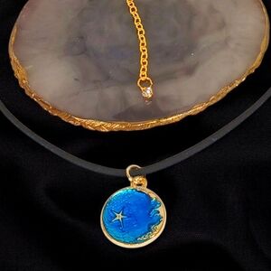 Cord Medallion Necklace Coin Pendant Galaxycore New Age Grunge 1990s Galactic
